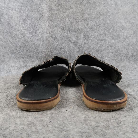 Casual Shoes Womens 7 Sandals Slides Woven Leather Slip On Flat Open Toe Boho - Picture 4 of 10